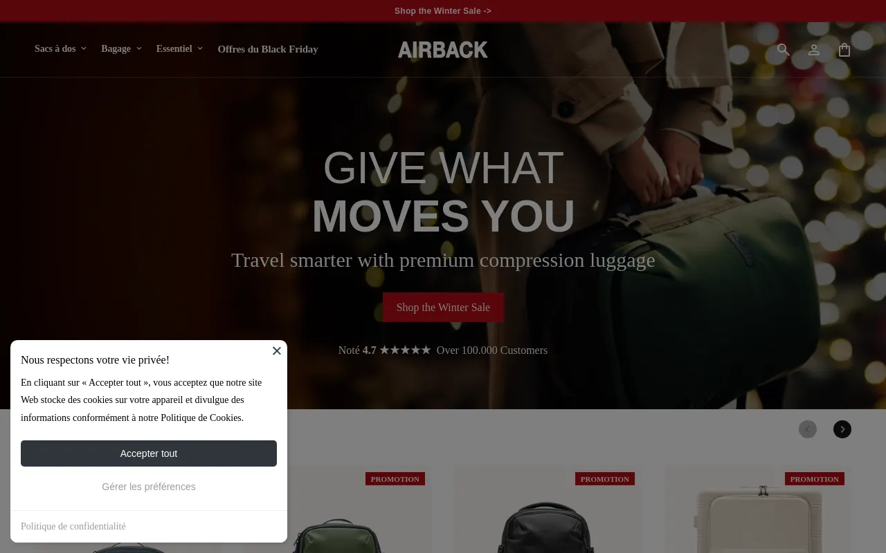Airback website screenshot